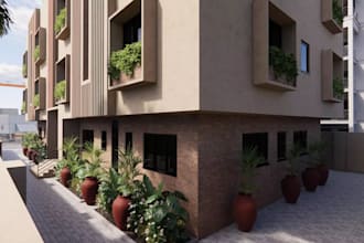 build photorealistic 3d studio apartment for student accommodation kitchenette