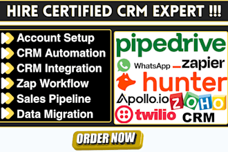 pipedrive hunterio automation zoho crm apollo twilio whatsapp zapier integration