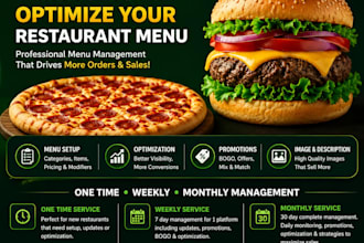 setup and optimize uber eats, doordash and deliveroo menus