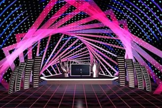 do 3d stage in unreal engine software, virtual stage with cinematic animation