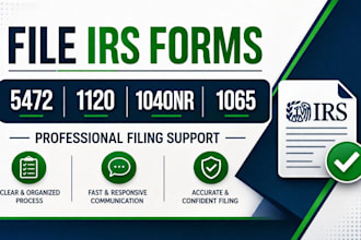 file irs form 5472, 1120, 1040nr, and 1065