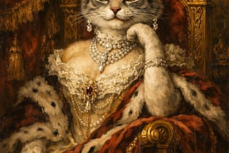 create a royal pet portrait in vintage oil painting style