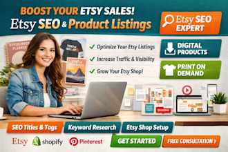 do esty SEO listing with titles tags and product description to boost sales
