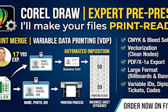 be your coreldraw expert for print merge, vdp, and large format prepress