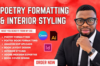 peotry book formatting, adobe indesign, kindle formatting, paperback formatting
