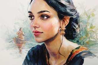 paint a portrait in traditional watercolor technique