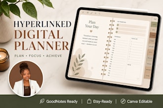 design a hyperlinked digital planner for goodnotes and etsy shop