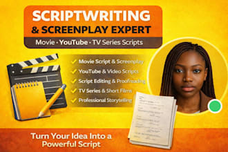 movie script, screenplay, scriptwriting, scriptwriter, film, tv series, youtube