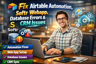 fix airtable automation, softr webapp, database errors and CRM issues softr sync
