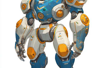 draw custom mecha or robotic illustration in detailed style