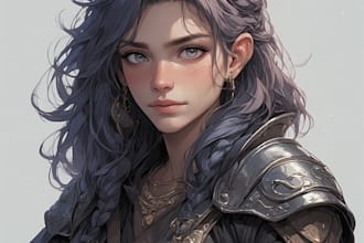 draw fantasy concept art character and dnd digtial painting portrait illustation