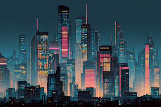 design illustration of futuristic cyberpunk city