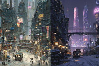 design illustration of futuristic cyberpunk city