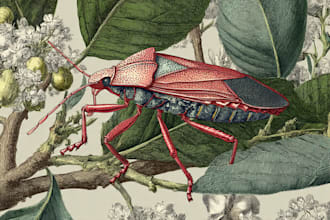 draw an animal and botanical illustration