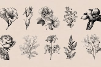 create hand drawn botanical floral logo design