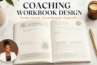 design a professional coaching workbook or therapy journal with PDF