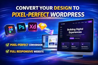 convert figma, PSD, xd or sketch to wordpress using elementor pro