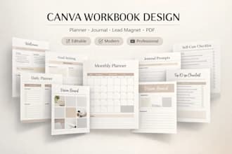 editable minimalist canva workbook, planner, journal, lead magnet PDF