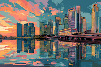 draw vector city skylines and travel poster for souvenirs and printing