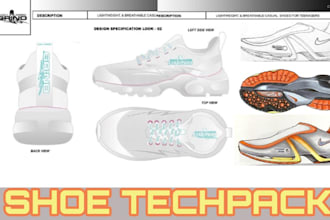 make a custom shoe sneaker footwear design,sander boot techpack for manufacture