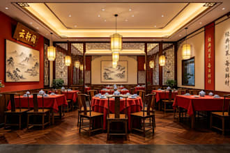 do chinese restaurant interior design and renderings