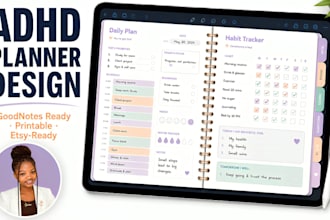 design a calm adhd planner and neurodivergent journal for goodnotes