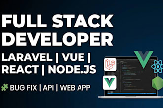 develop web application using laravel, vue, react, node js