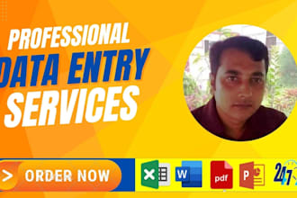 do data entry, web research, excel , pdf convert
