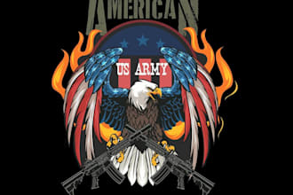 design high quality vintage eagle veteran logo with t shirt design