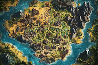 do fantasy map with parchment style
