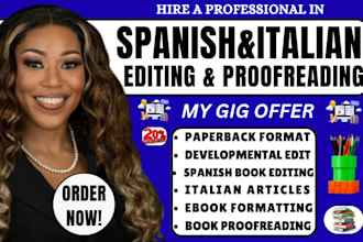 professionally proofread edit format your spanish and italian book editor