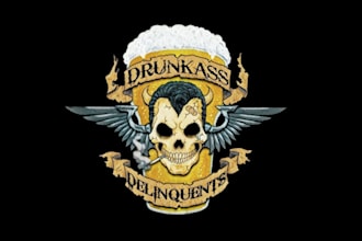 design high quality skull brewery logo with t shirt design