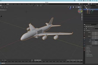 create realistic 3d aircraft 3d plane model for games simulation and animation