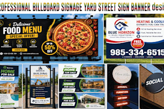 design billboard, banners, signage, yard sign, street signs