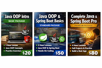 teach java oop and spring boot in arabic and english