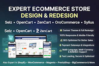 create selz opencart zencart orocommerce sylius website store design redesign
