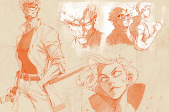 illustrate comic panels, covers, and character designs