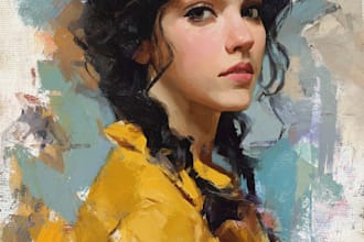 realistic digital portrait art in oil painting style