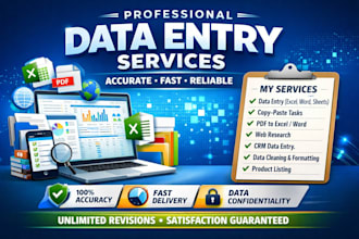 do data entry ,data cleaning, thumbnail, logo, typing