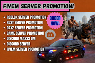 fivem server promotion, fivem server ads,rust,minecraft gaming server promotion
