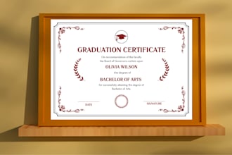 design completion, graduation, award and achievement certificate