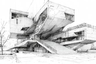 draw a high quality architectural drawing, sketch