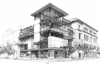 draw an architectural sketches of building illustrations