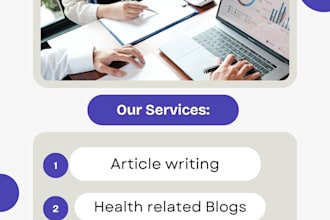 write health related article, blogs and synopsis