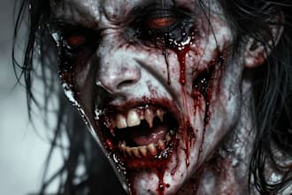 draw bloody horror illustration
