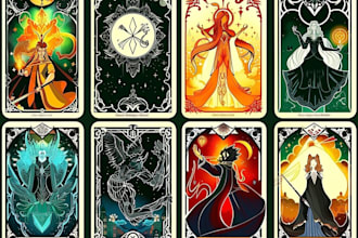 design custom tarot card illustration card game deck oracle card tarot card art