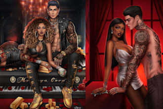 draw nsfw dark mafia romance fantasy book cover steamy novel fiction ebook cover