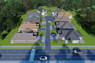sketch 3d landscape master plan,suburban neighborhood layout render, city design