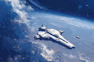 illustrate a spaceships and sci fi vehicles