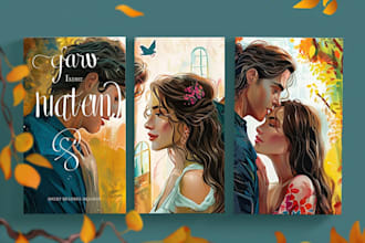 design a gorgeous illustrated romance book cover or ebook cover